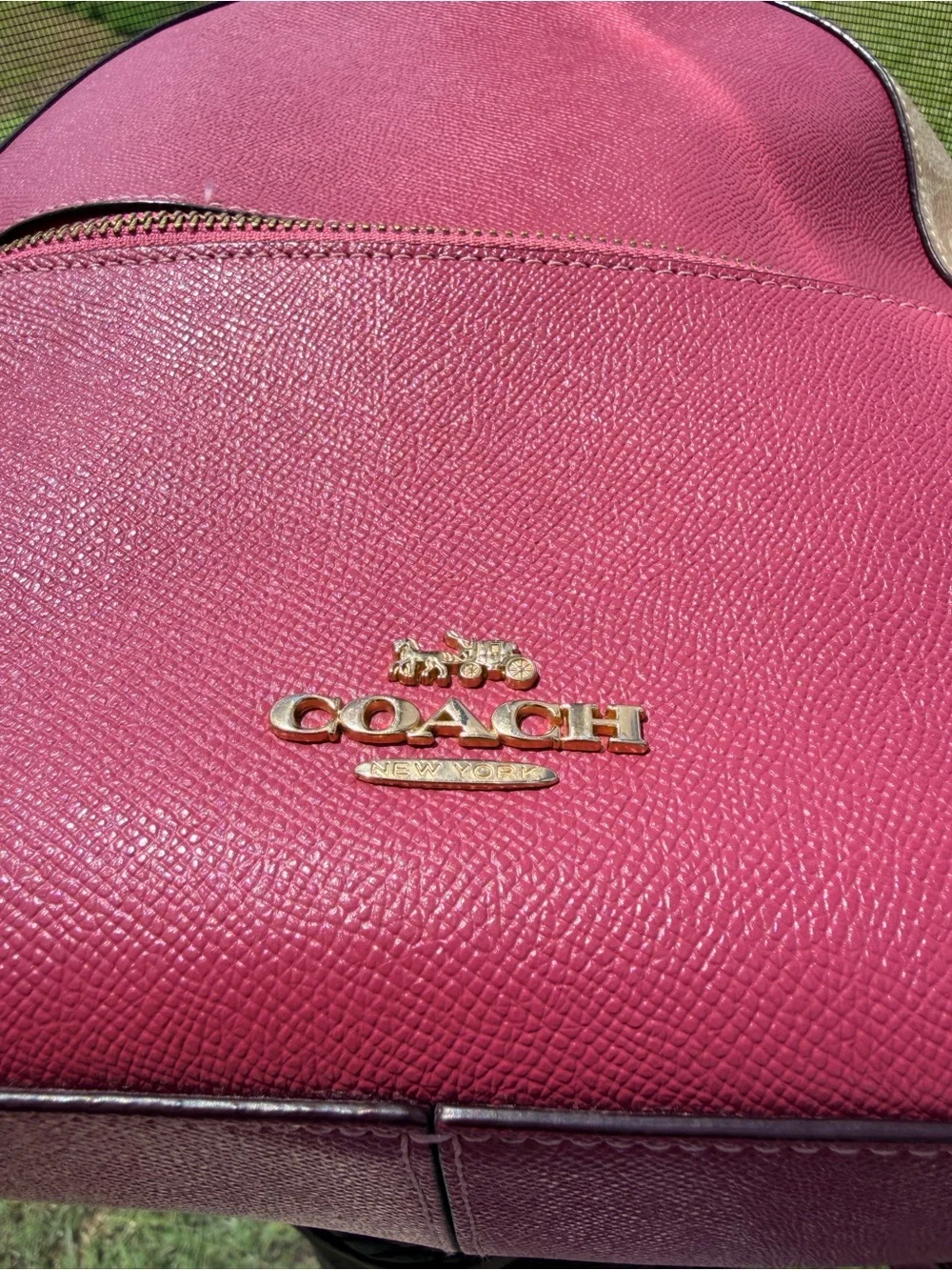 Coach Jordyn Backpack F76622 Rouge Pink Signature Canvas Leather